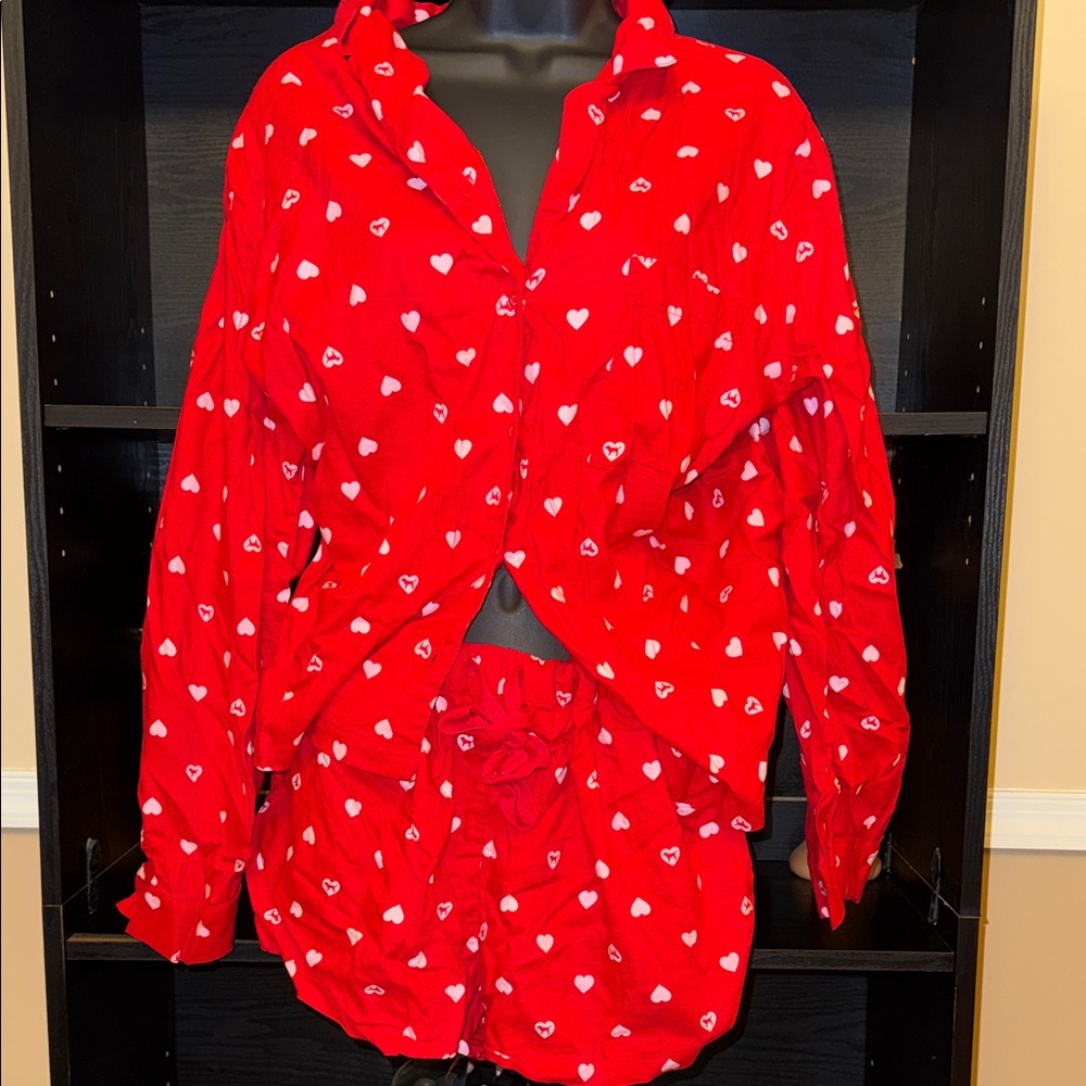 SOLD…PINK Victoria's Secret Red Heart Pajama Set
